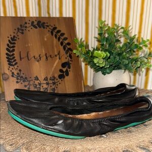 Tieks Black and Green Ballet Flats